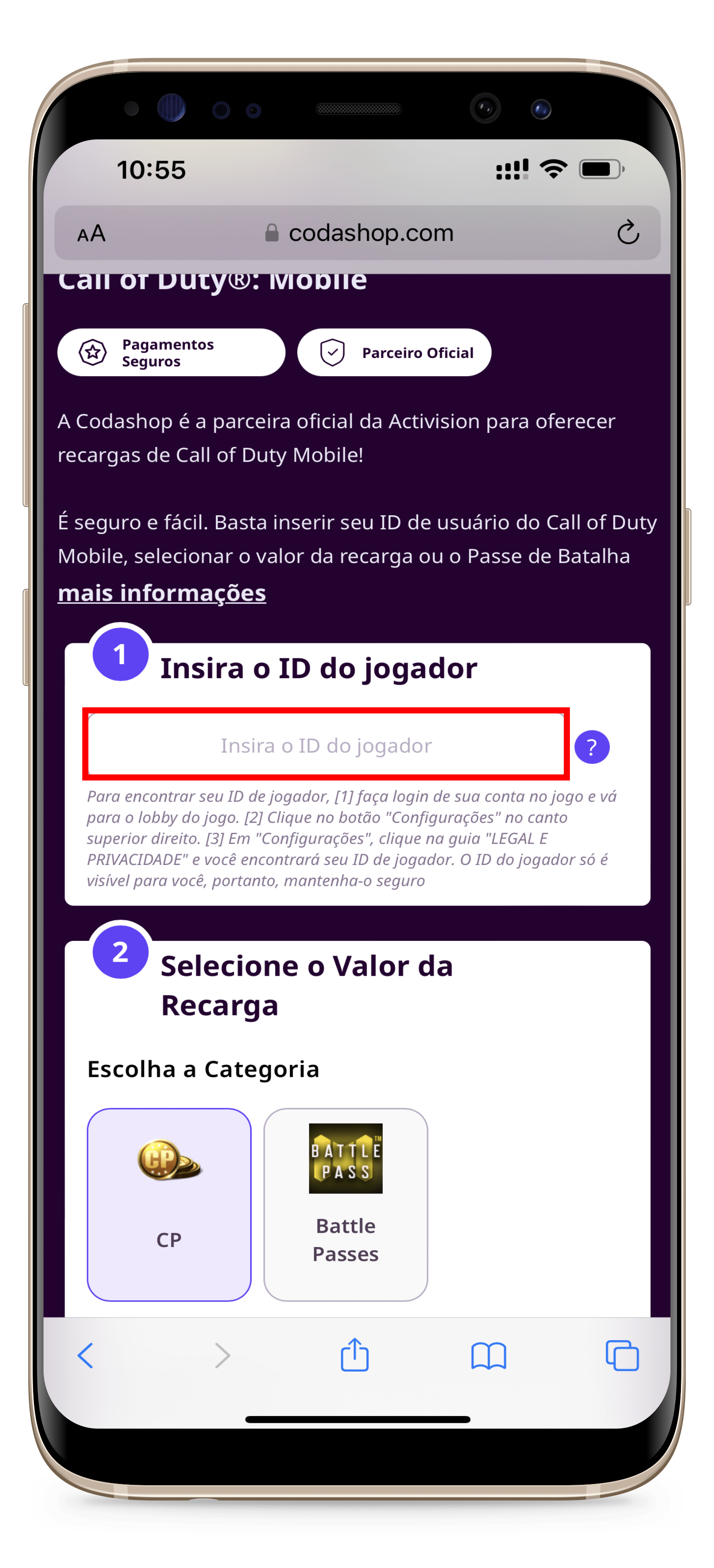 How to top up Call of Duty Mobile CP in Brazil
