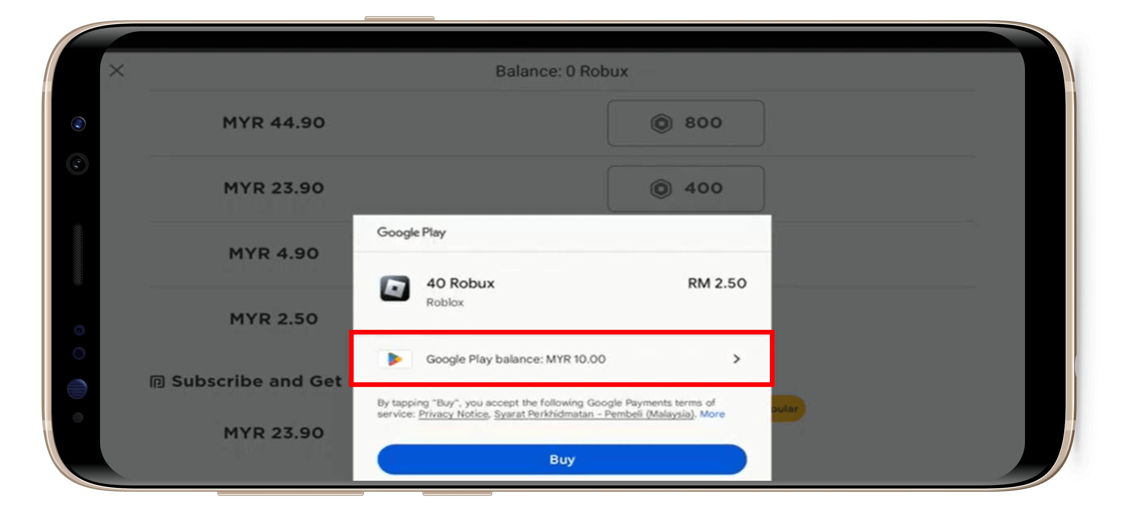How to buy Robux for Roblox using the Google Play Code purchased in
