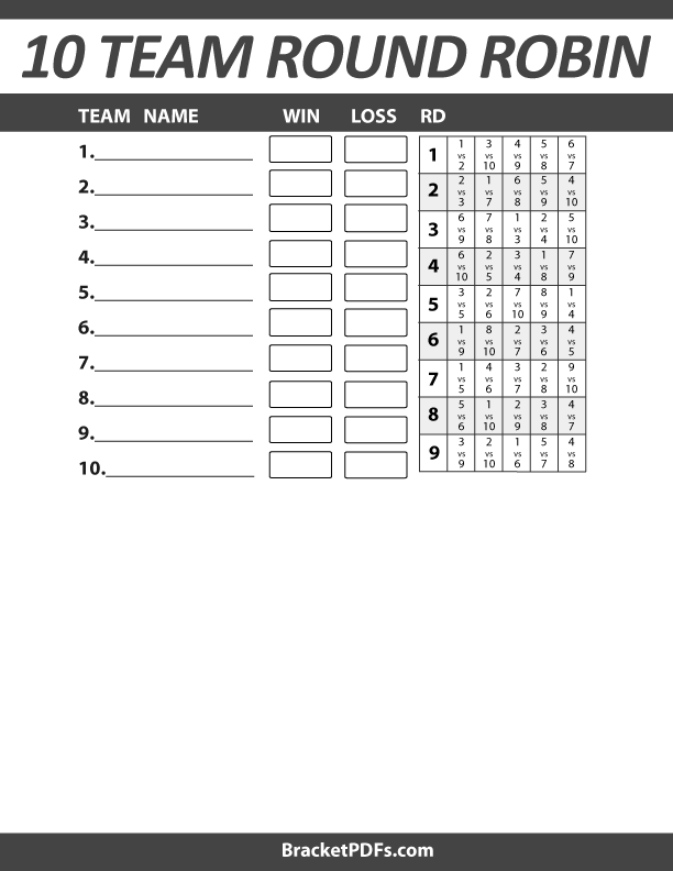 How Many Games In A 6 Team Round Robin