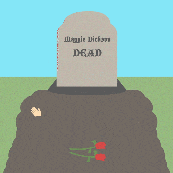 Maggie Dickson's headstone and grave has two red roses. Maggie is