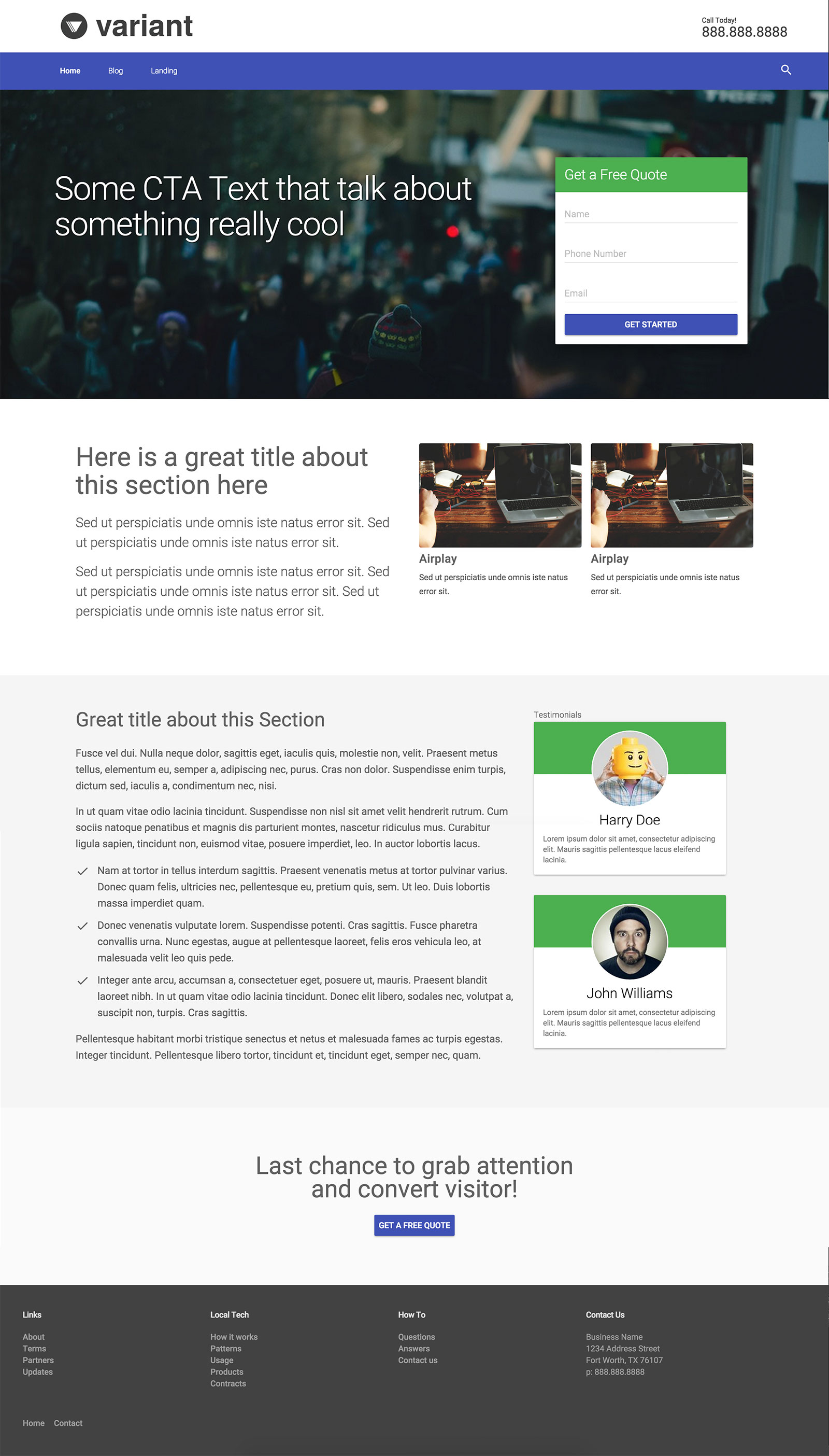 Material Design Lead Generation Theme