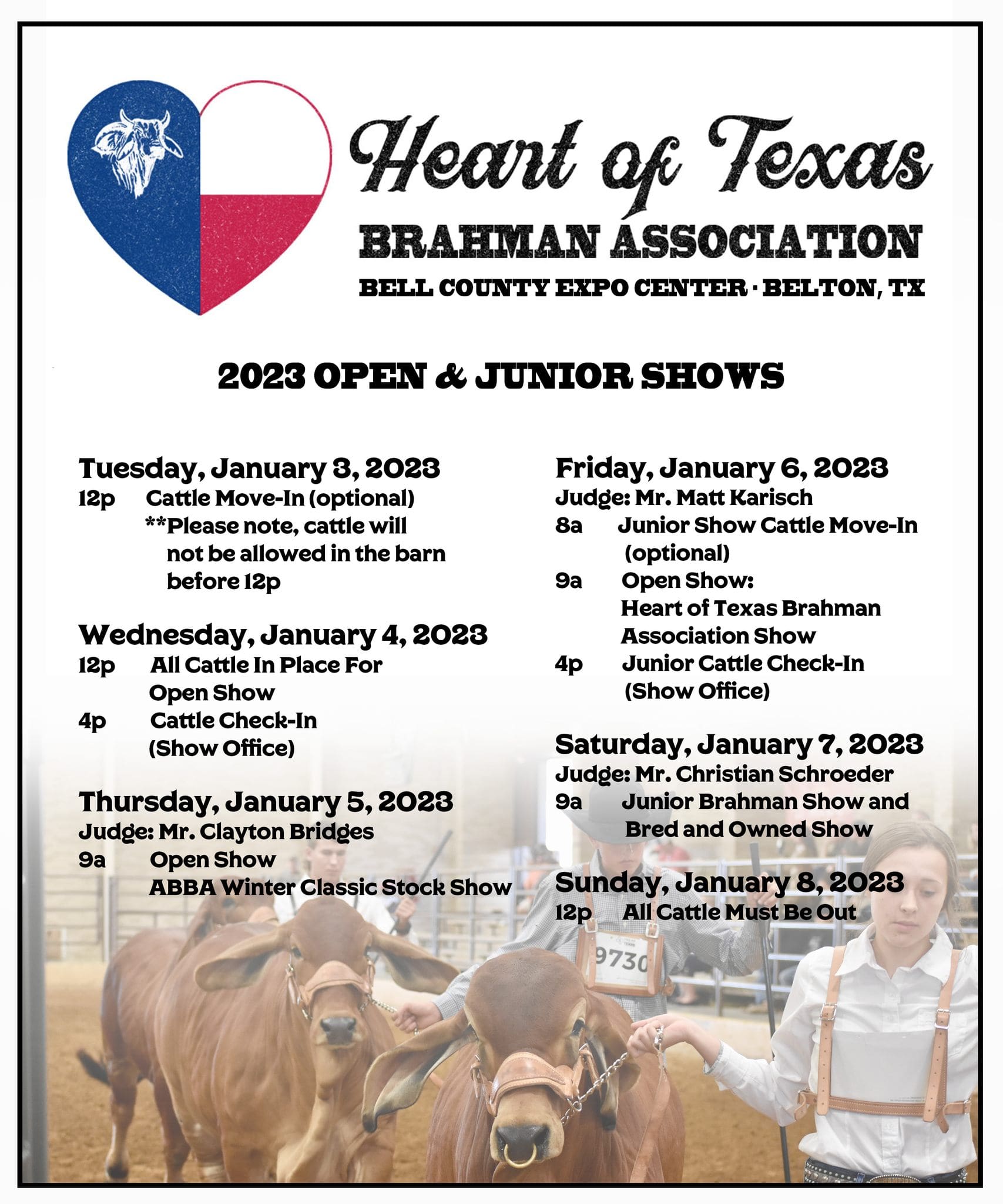 Heart of Texas Brahman Association Double Point Show Brahman Event
