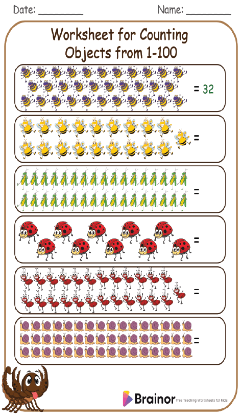 30 Counting Worksheets 1-100 | Free Printable