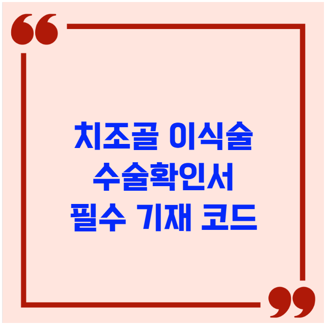 치조골 이식술 수술확인서 필수 기재 코드