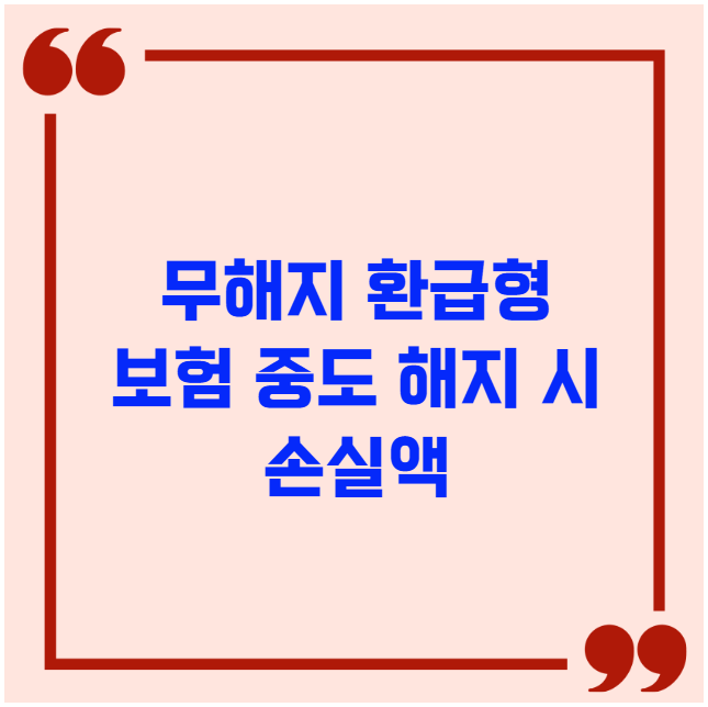 무해지 환급형 보험 중도 해지 시 손실액