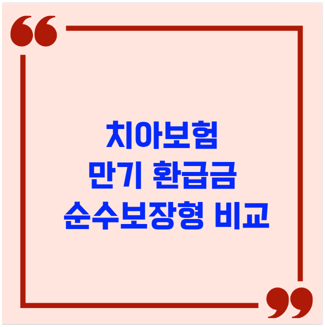 치아보험 만기 환급금과 순수보장형 비교