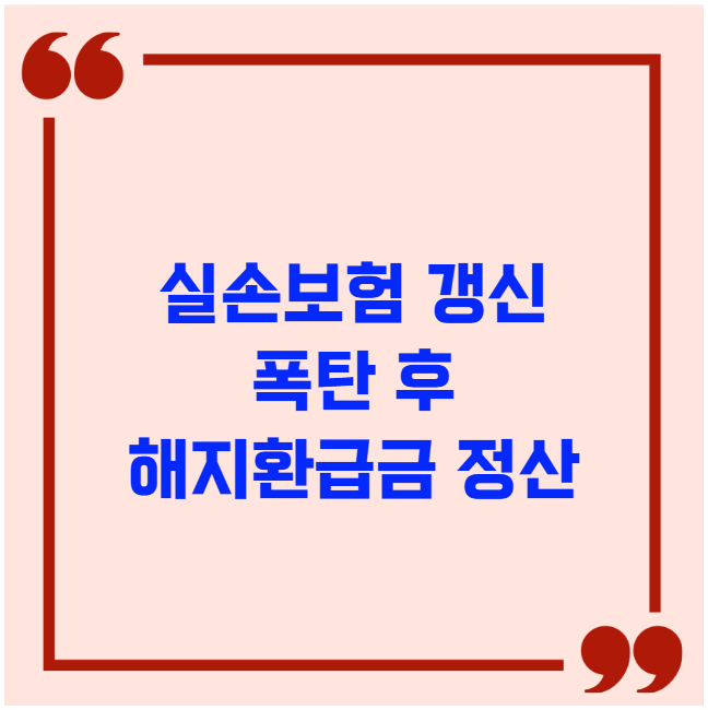 실손보험 갱신 폭탄 후 해지환급금 정산