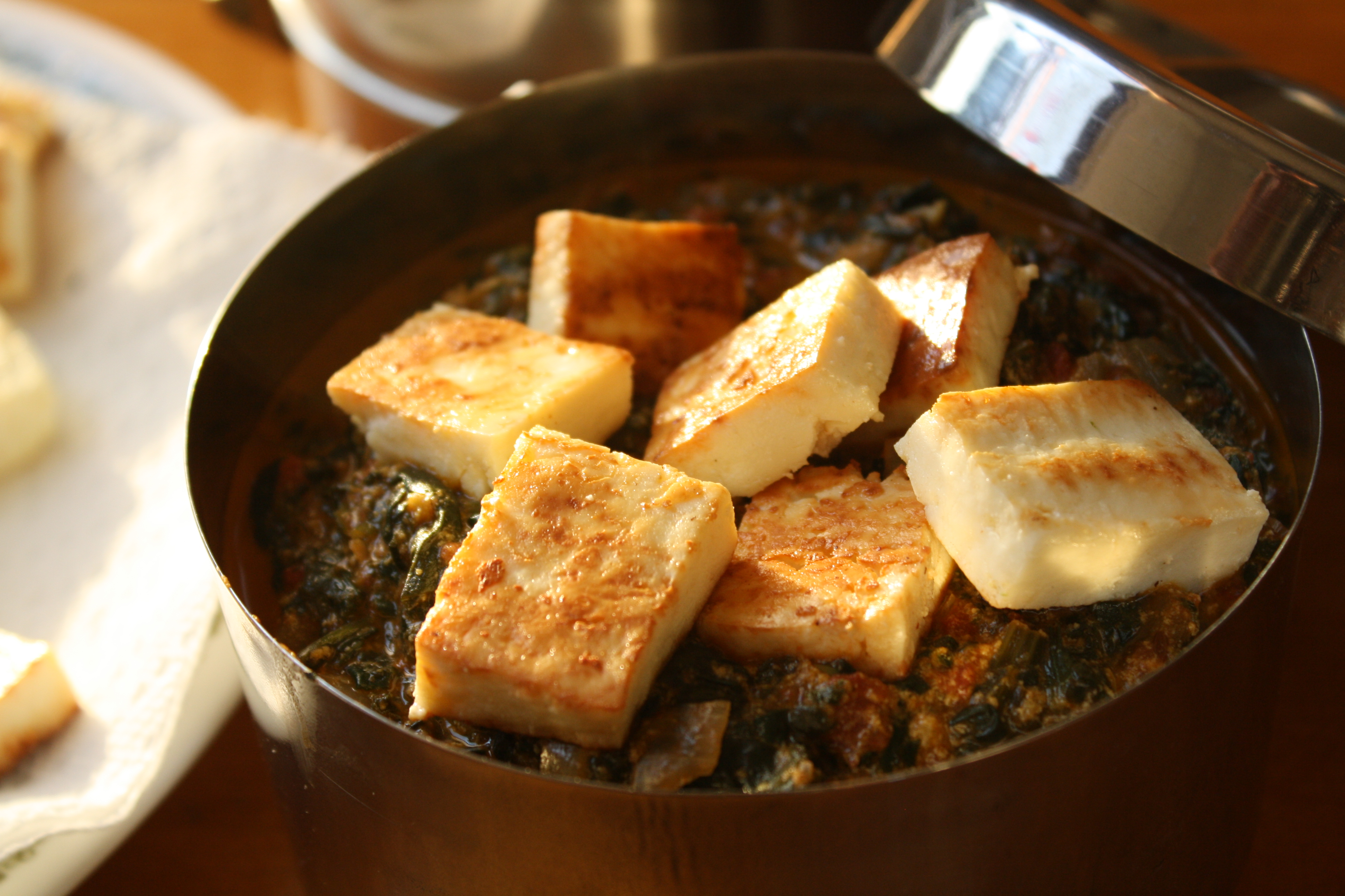 Spinach With Indian Cheese Recipe — Dishmaps