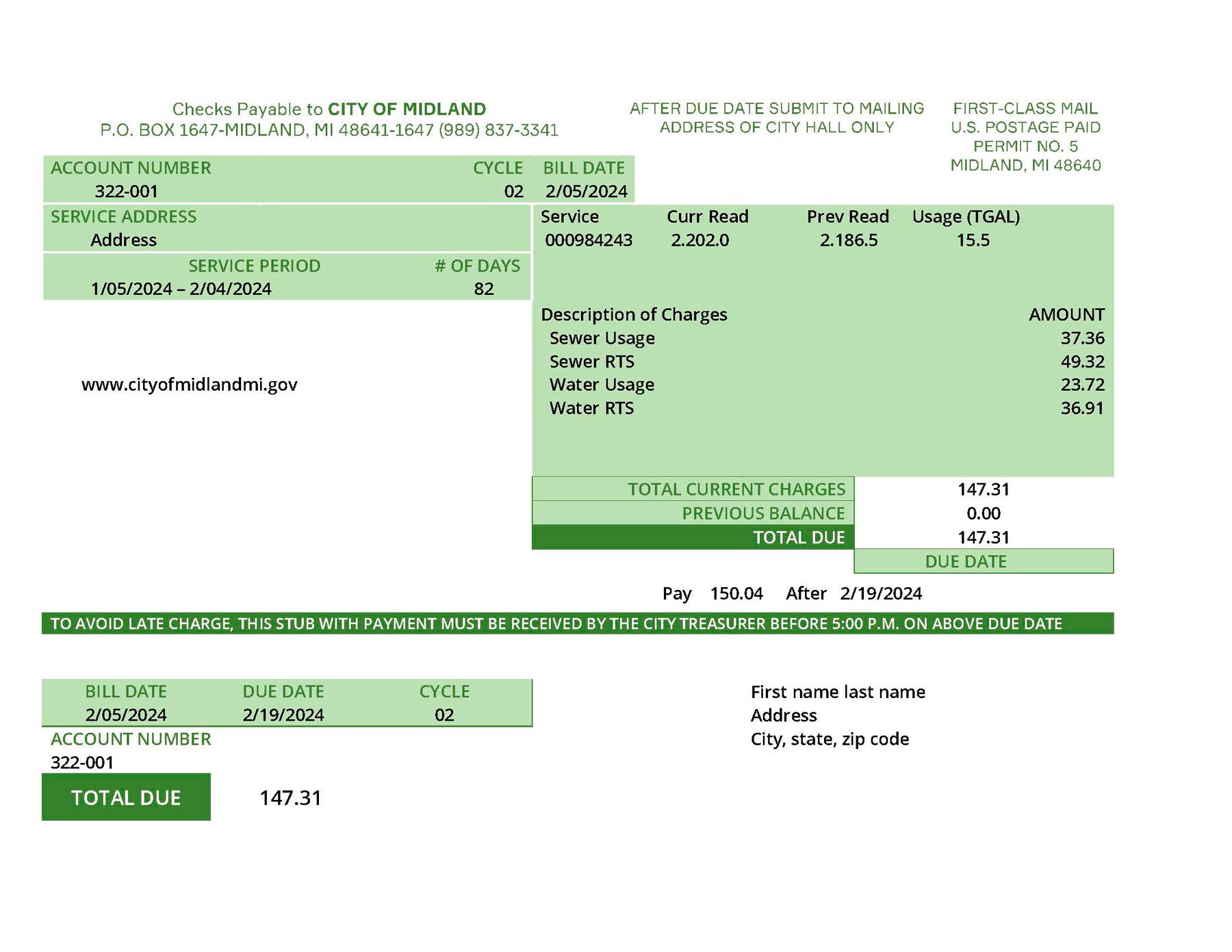 Michigan Fake utility bill template