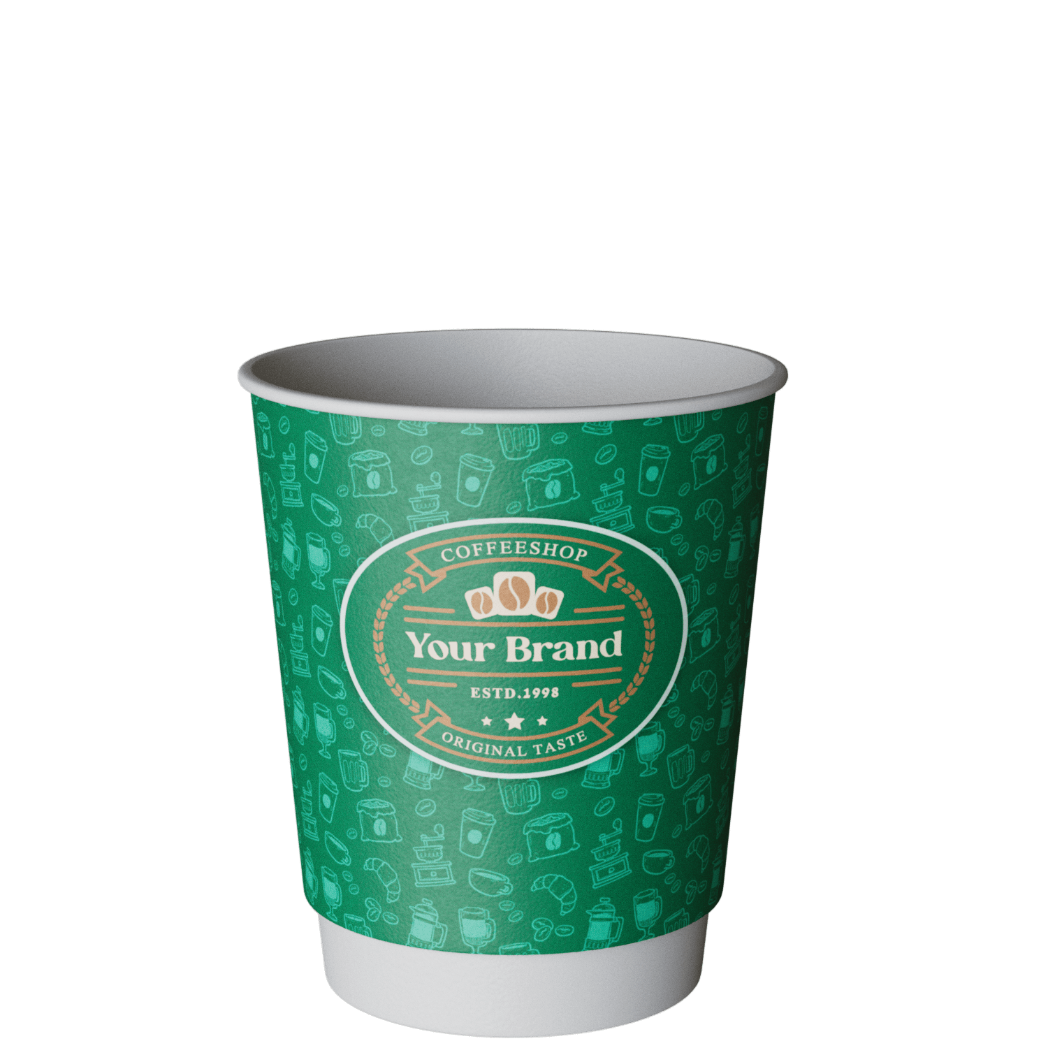 8 oz Printed Paper Eco Coffee Cups DoubleWalled FullColour Wrap Print Branded Coffee