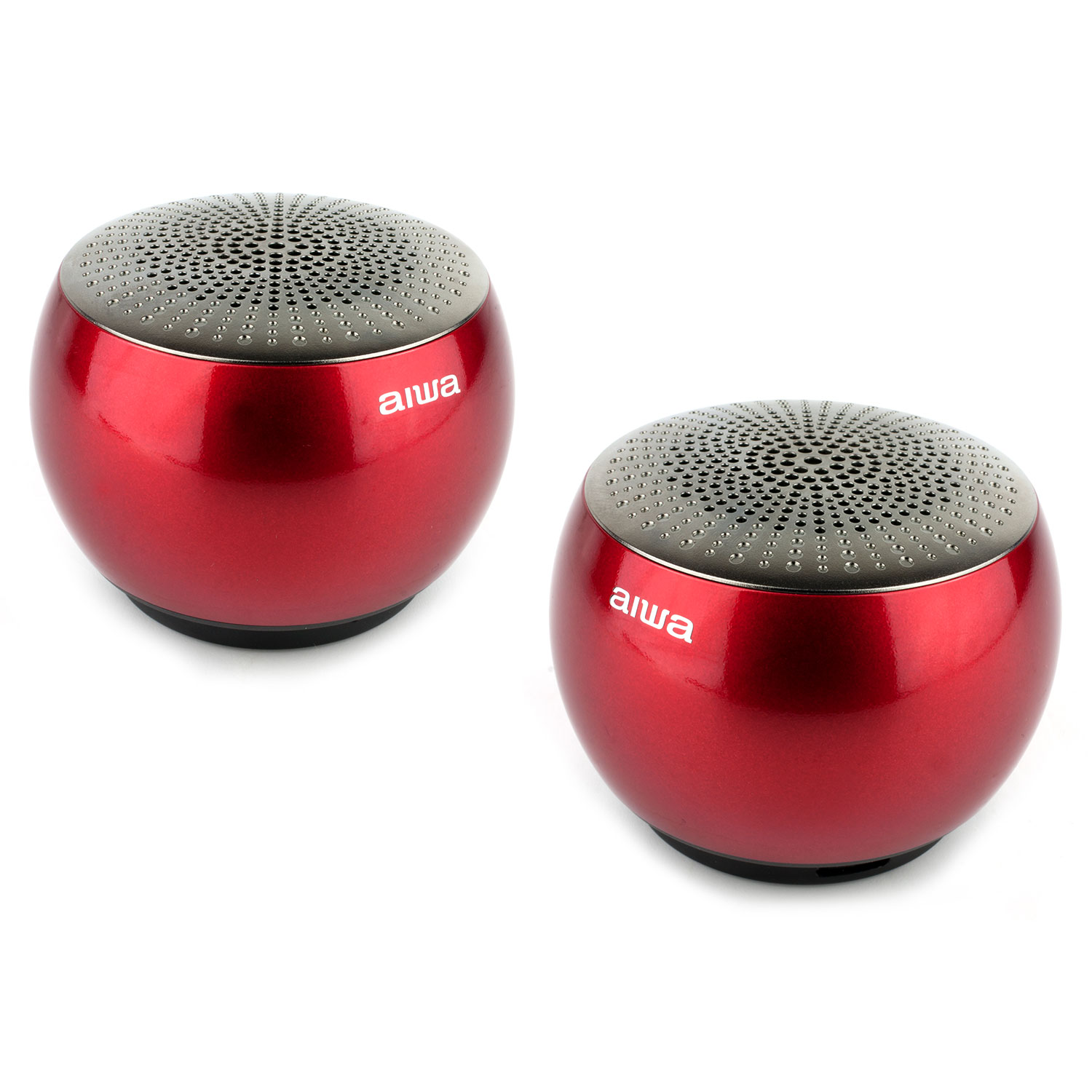 Aiwa ORB Bluetooth Wireless Speaker Bundle (2 speakers Red) Helping