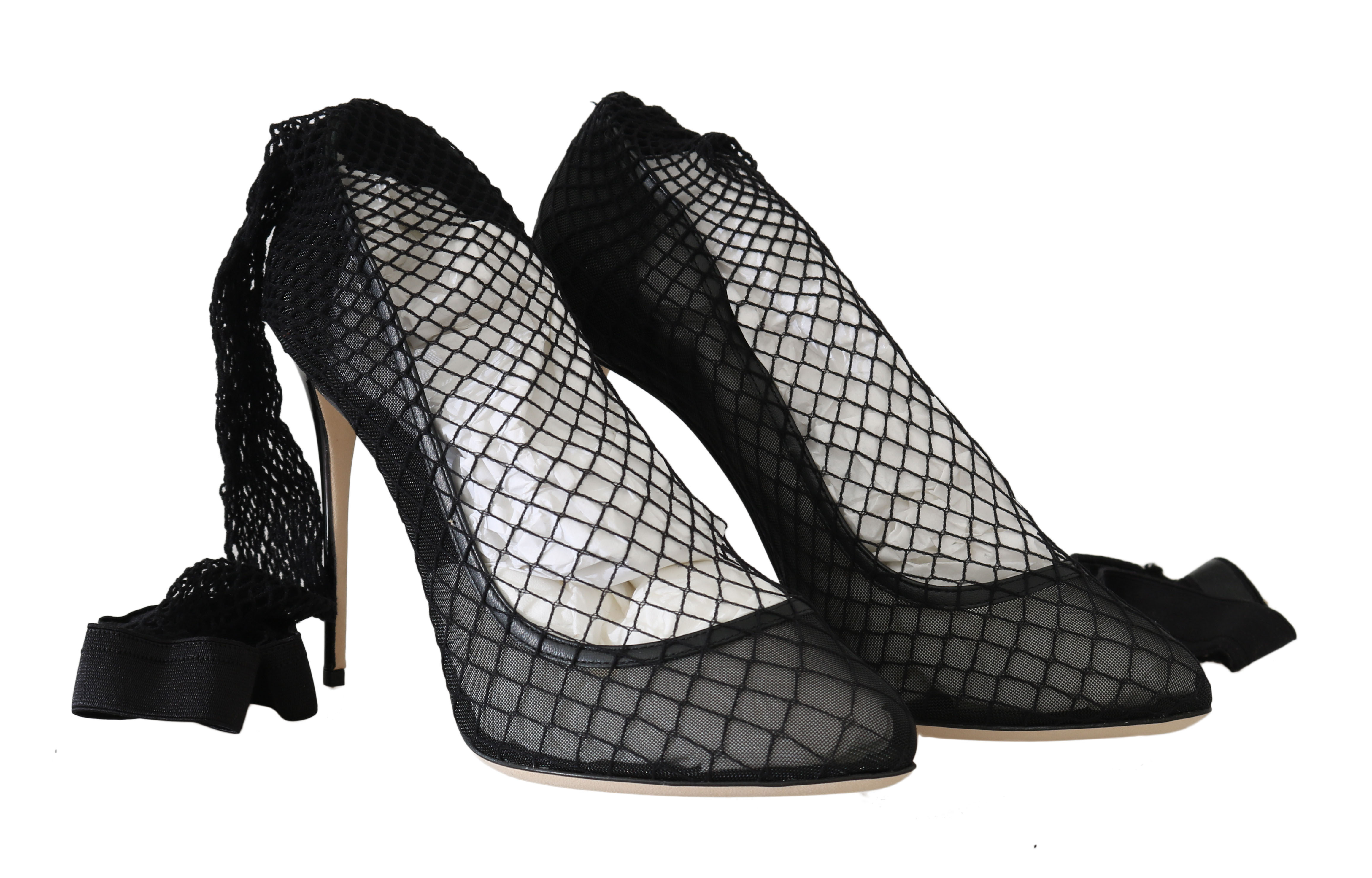 Dolce & Gabbana Black Netted Sock Heels Pumps • Fashion Brands Outlet