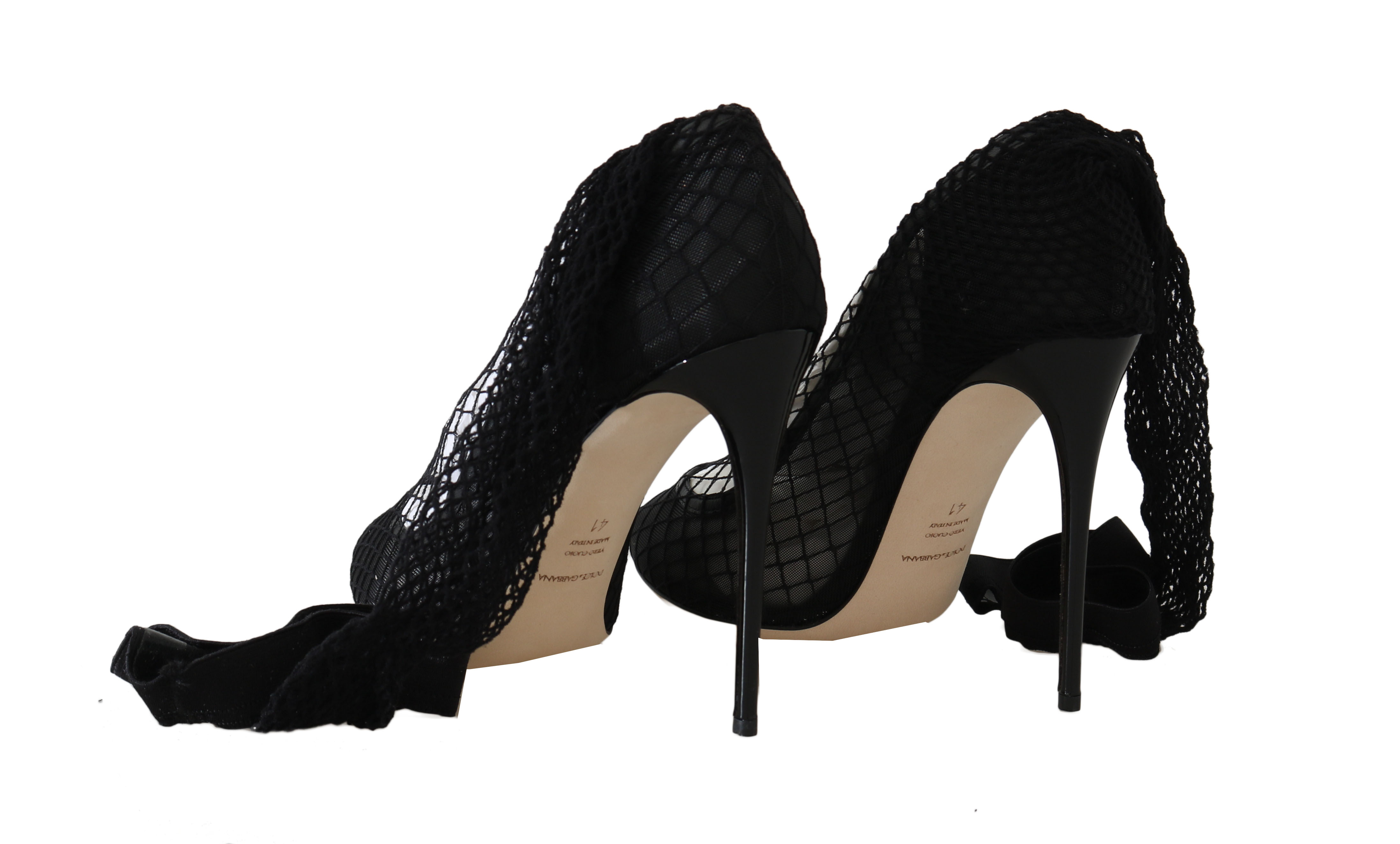 Dolce & Gabbana Black Netted Sock Heels Pumps • Fashion Brands Outlet