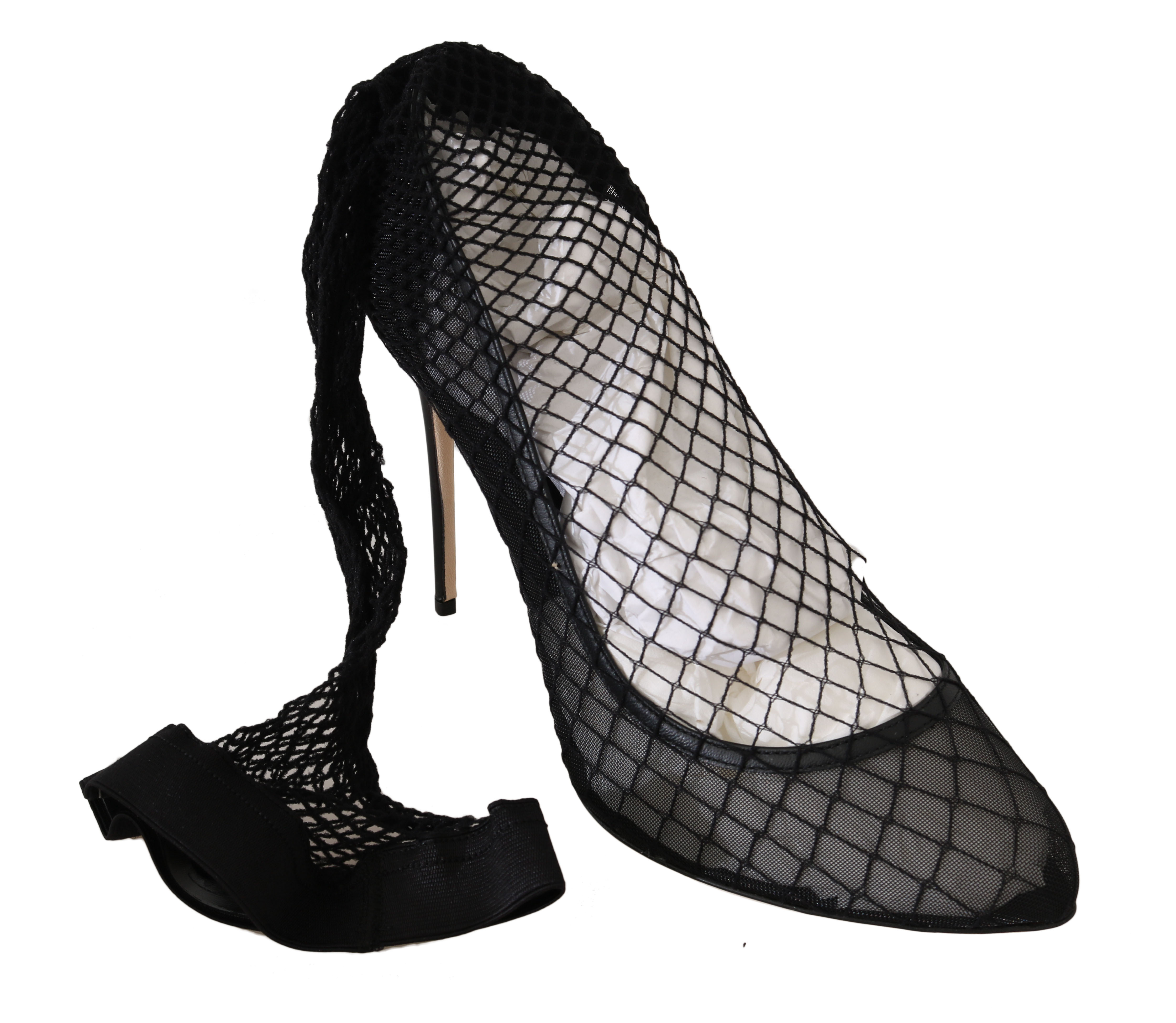 Dolce & Gabbana Black Netted Sock Heels Pumps • Fashion Brands Outlet