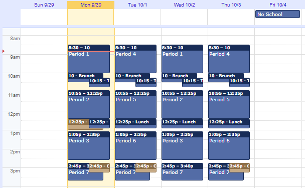 Special Schedule 9/3010/04 Branham High School