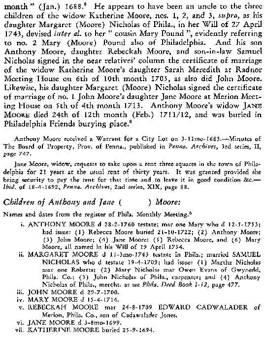 Early Pennsylvania History Moore Surname