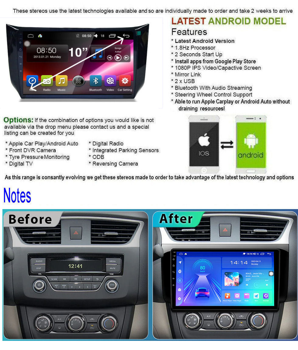for NISSAN PULSAR GPS BLUETOOTH HEAD UNIT APPLE CARPLAY ANDROID AUTO +CAMERA eBay
