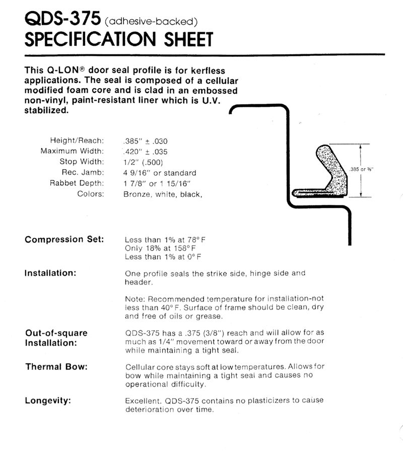 NonMetal Weather Strips Architectural Resource Center