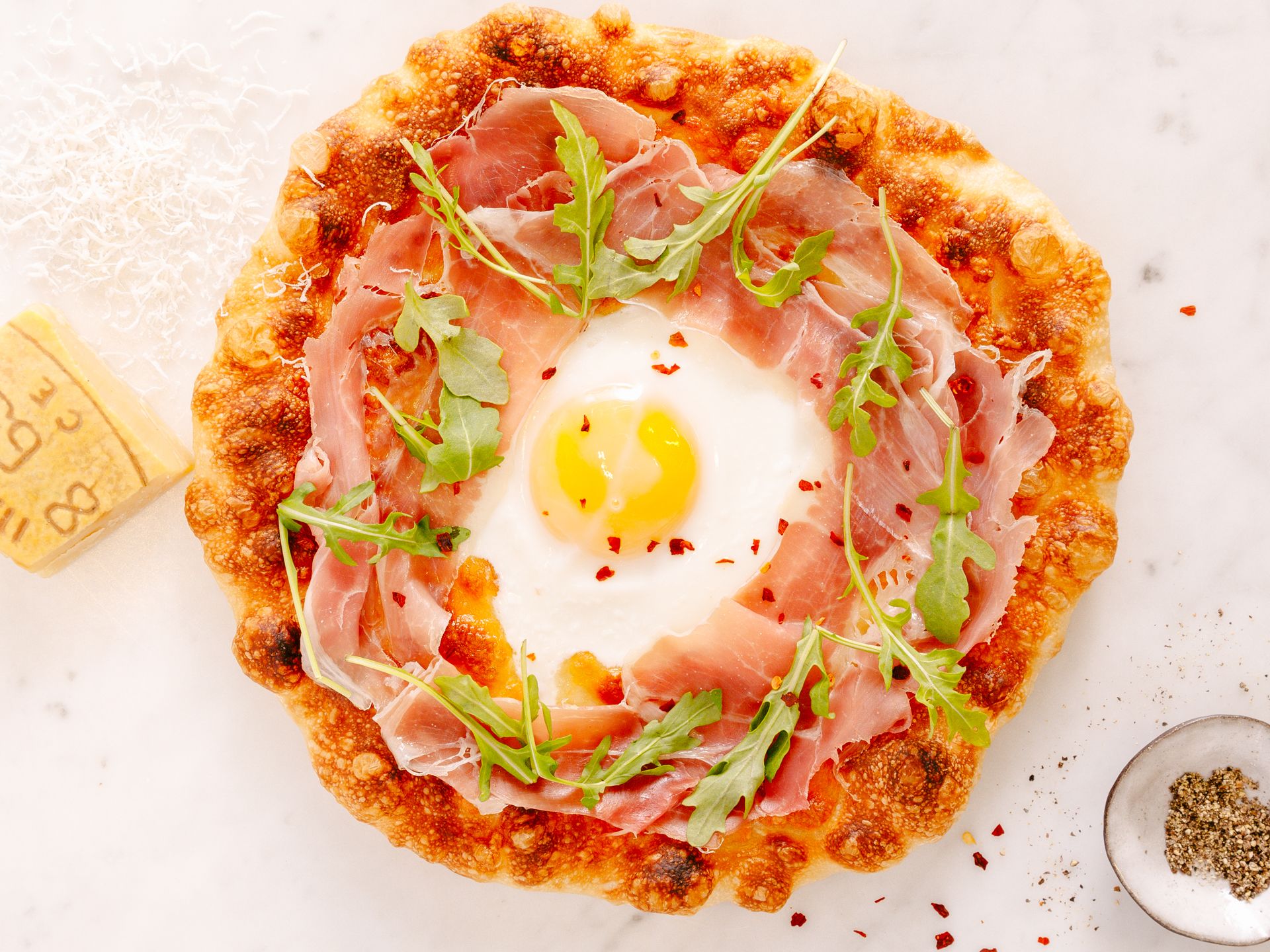 Egg in a Basket Pizza Crust Type Thin Crust, 8 oz dough — Brava