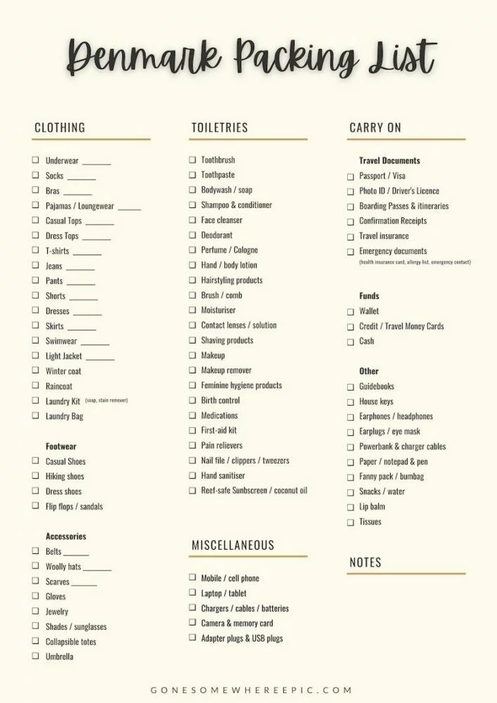 Ultimate Packing List for Copenhagen and Denmark (+ Free Checklist)