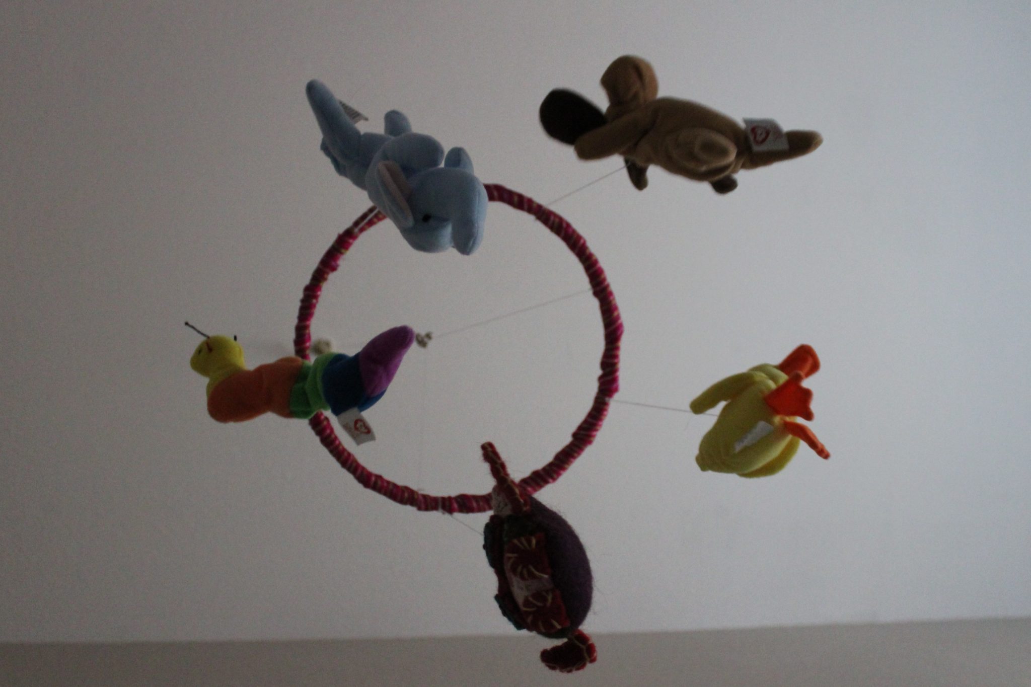 What to Do With Beanie Babies Repurpose DIY Mobile for Baby's Nursery