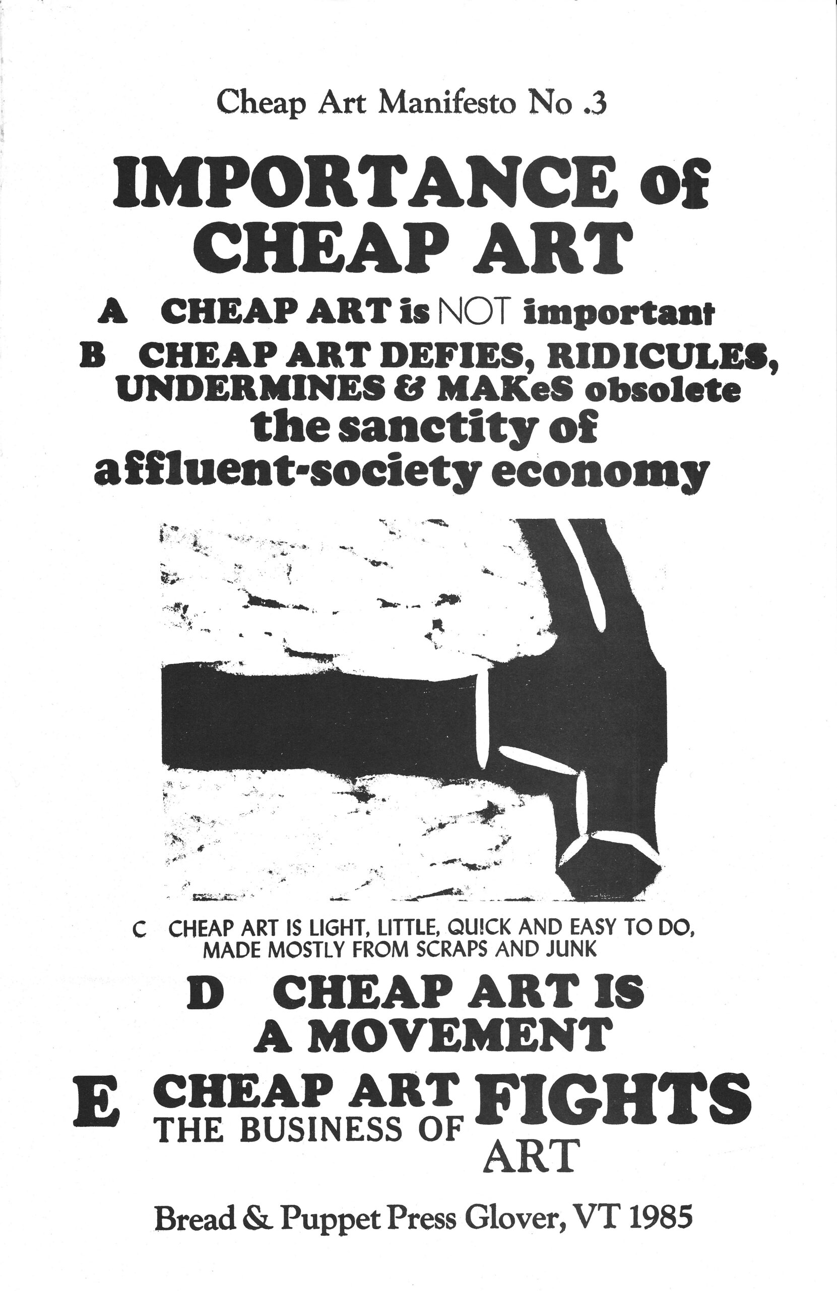 Cheap Art Manifestos Bread and Puppet Theater