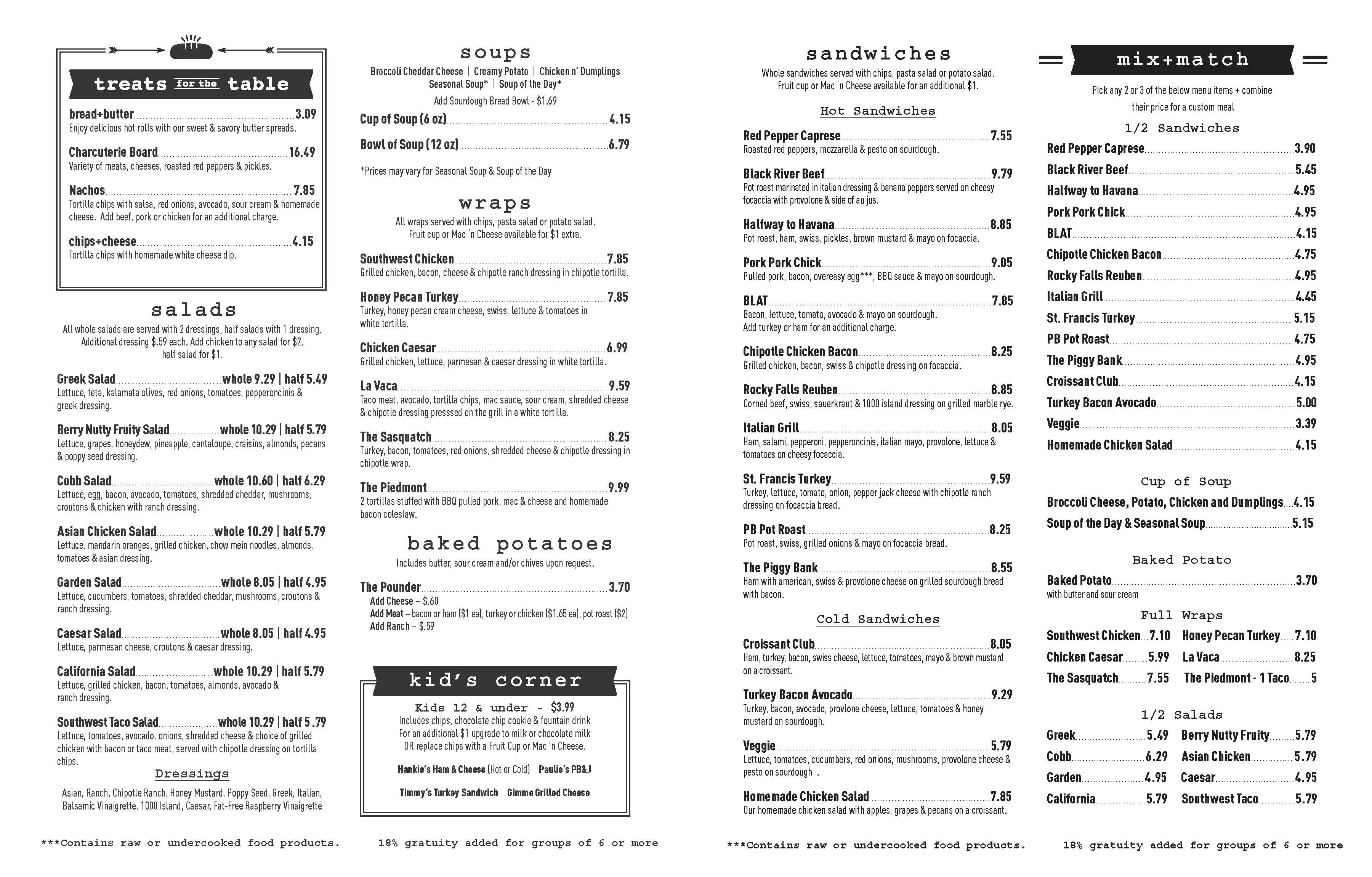 Bread+Butter Lunch Menu