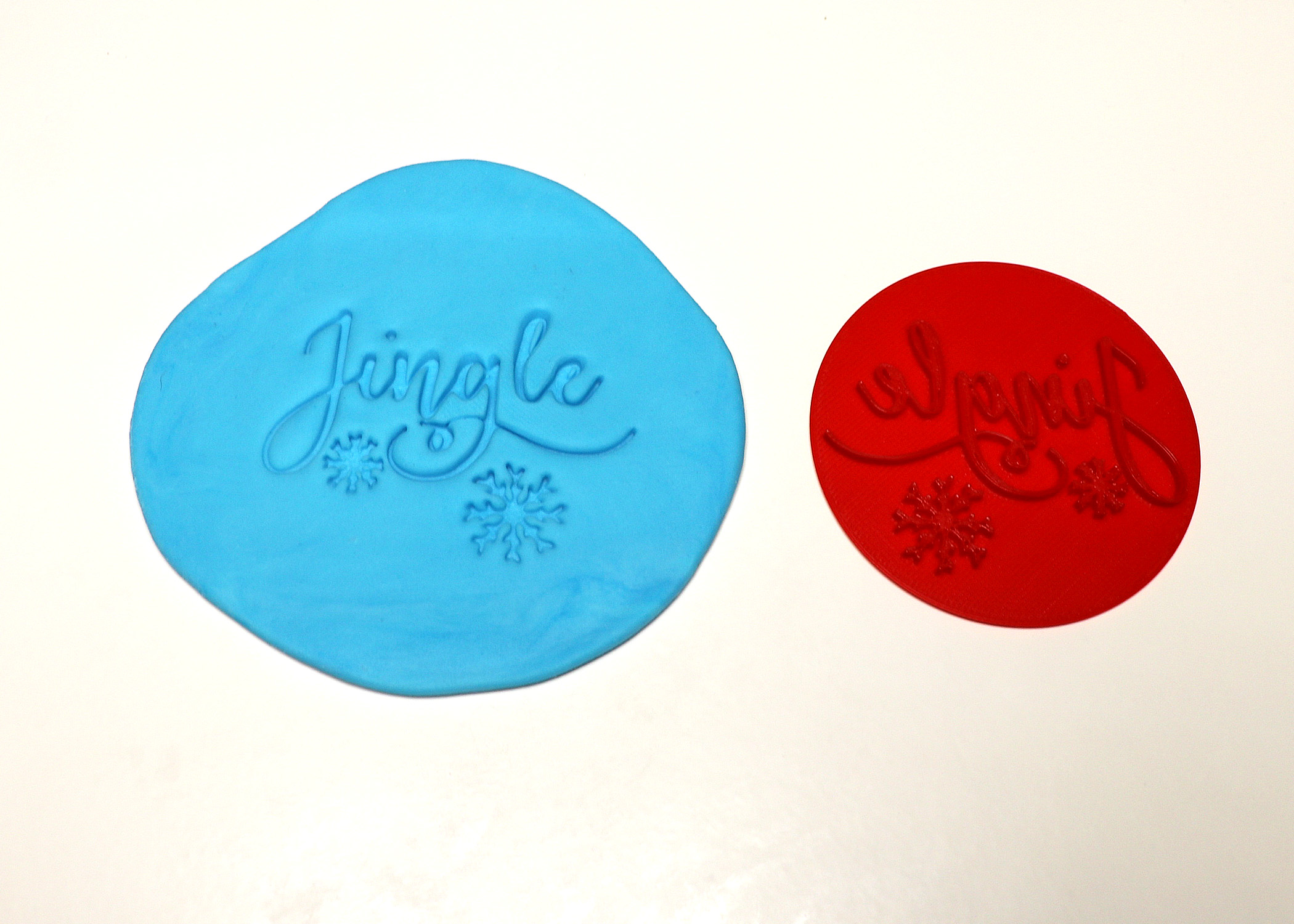 3" Round Fondant Embossing Stamp "Jingle" Bread Stamps