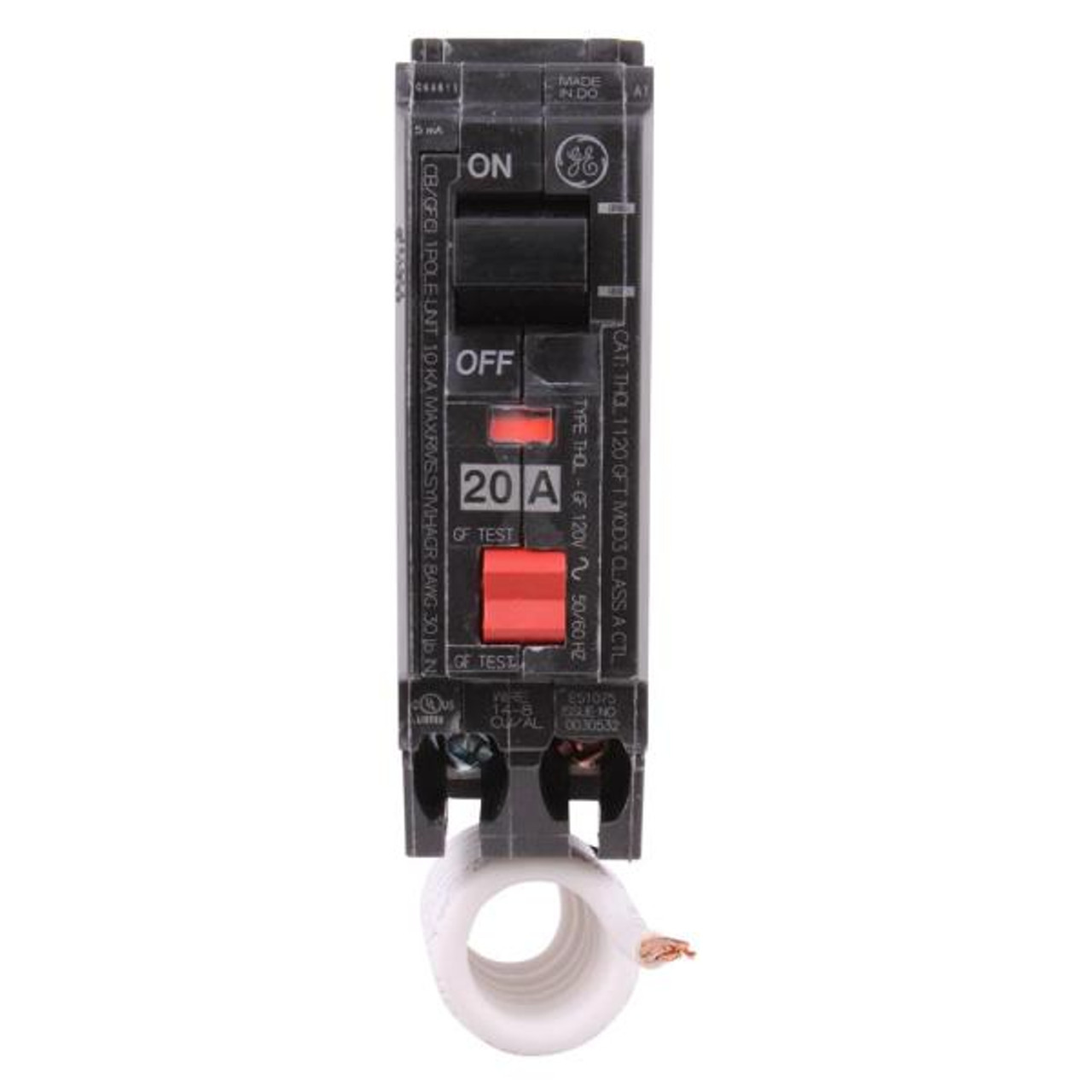 THQB1120GFT GE 20 Amp Single Pole GFCI BoltOn Circuit Breaker