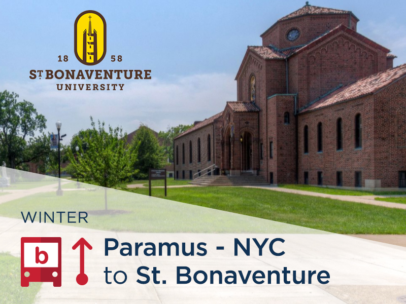 BreakShuttle Bus Tickets St. Bonaventure from NYC and Paramus after