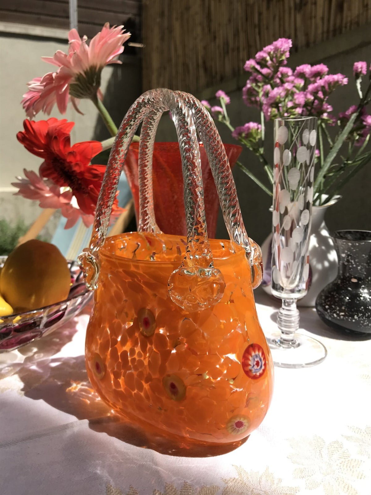 Vintage orange glass purse vase Vintage Homeware Break The Mould
