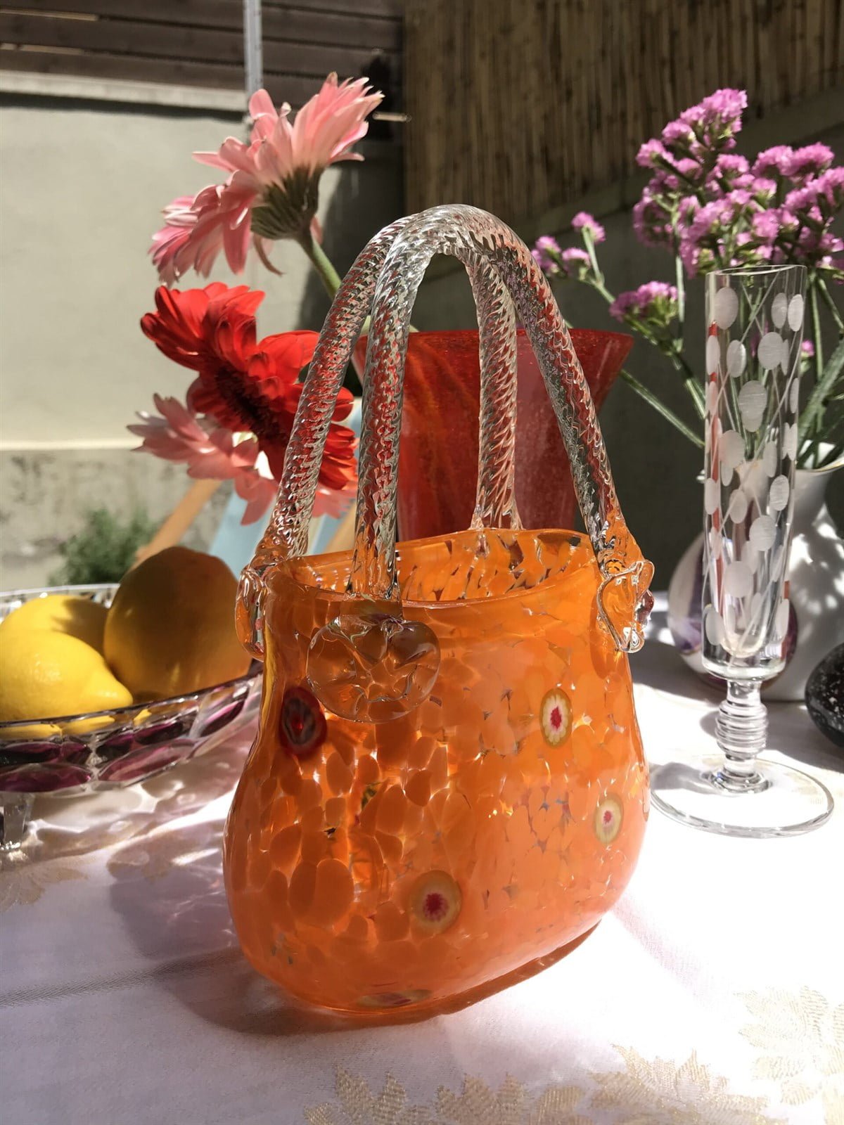 Vintage orange glass purse vase Vintage Homeware Break The Mould