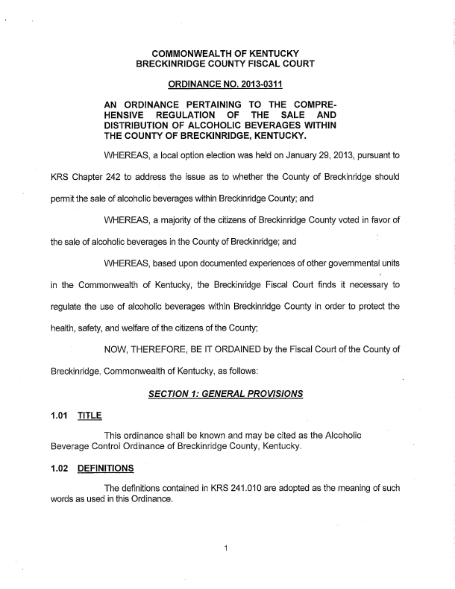 Ordinances Breckinridge County Government