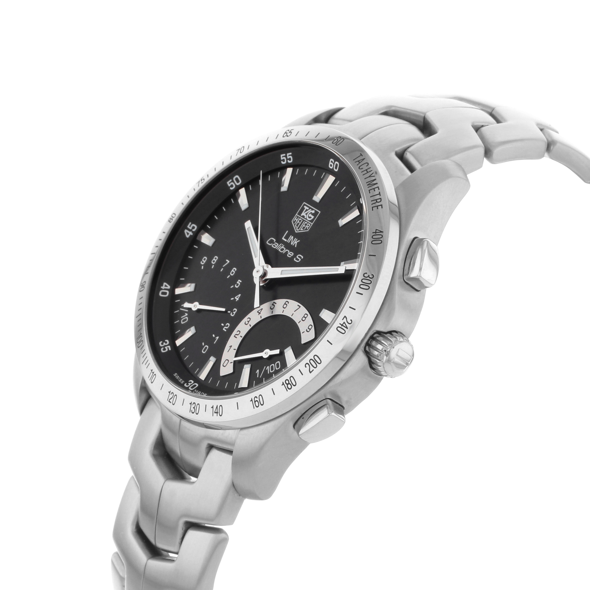 TAG Heuer Link Calibre S Black Dial Steel Quartz Mens Watch CJF7110