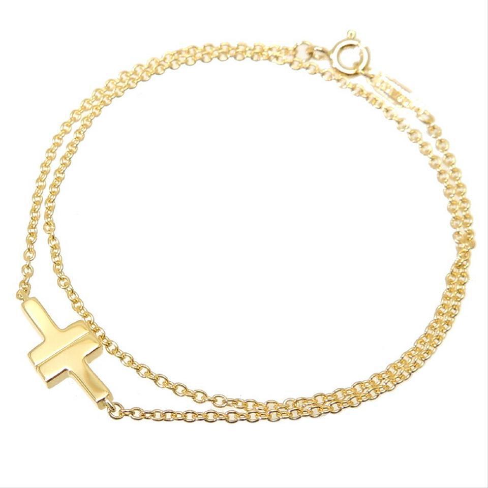 Tiffany & Co 18K Yellow Gold T Double Chain Bracelet eBay