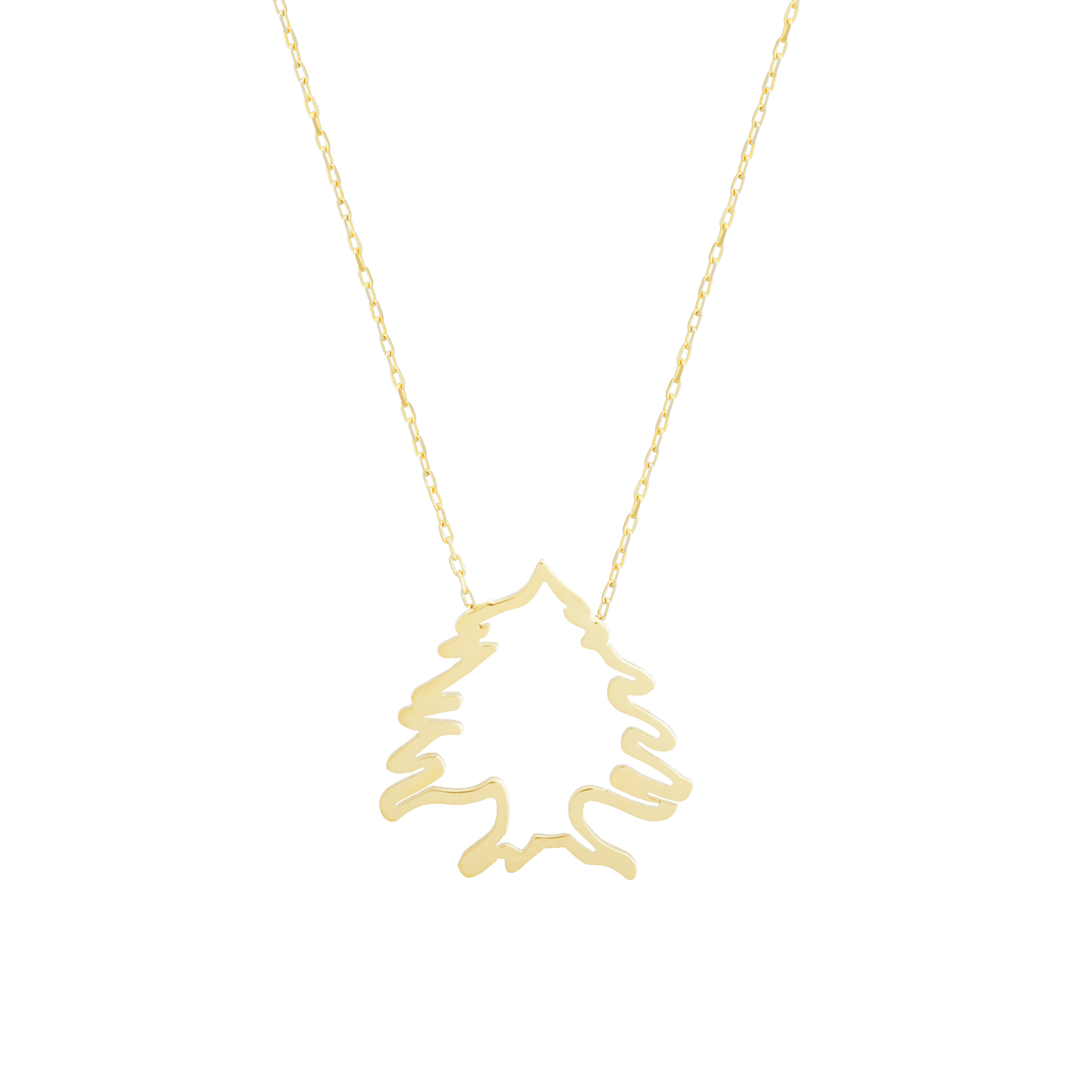 Lebanon Cedar Tree Outline Necklace Breezyn
