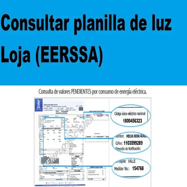 Consultar planilla de luz Loja EERSSA 2024