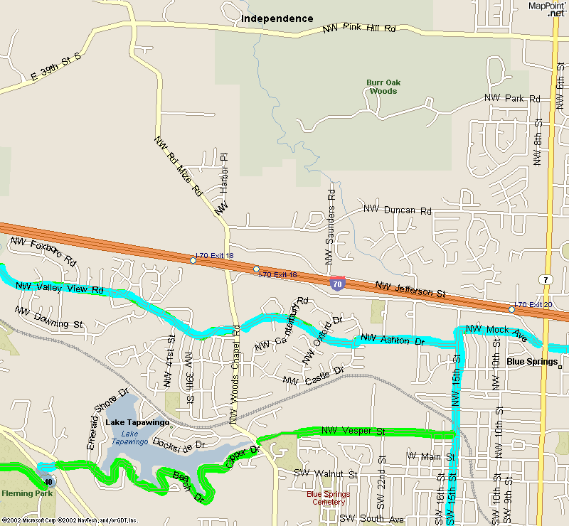 Bicycle map of Jackson County, Missouri