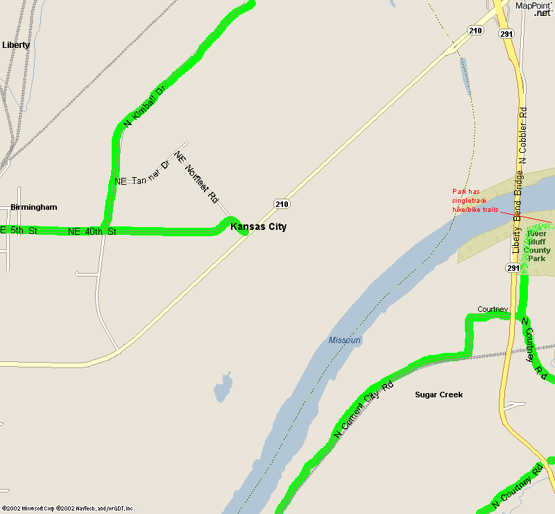 Bicycle map of area surrounding Raytown/Independence, Missouri