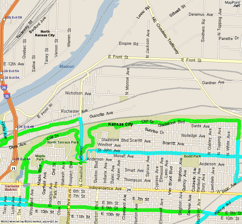 Bicycle map of area surrounding Raytown/Independence, Missouri