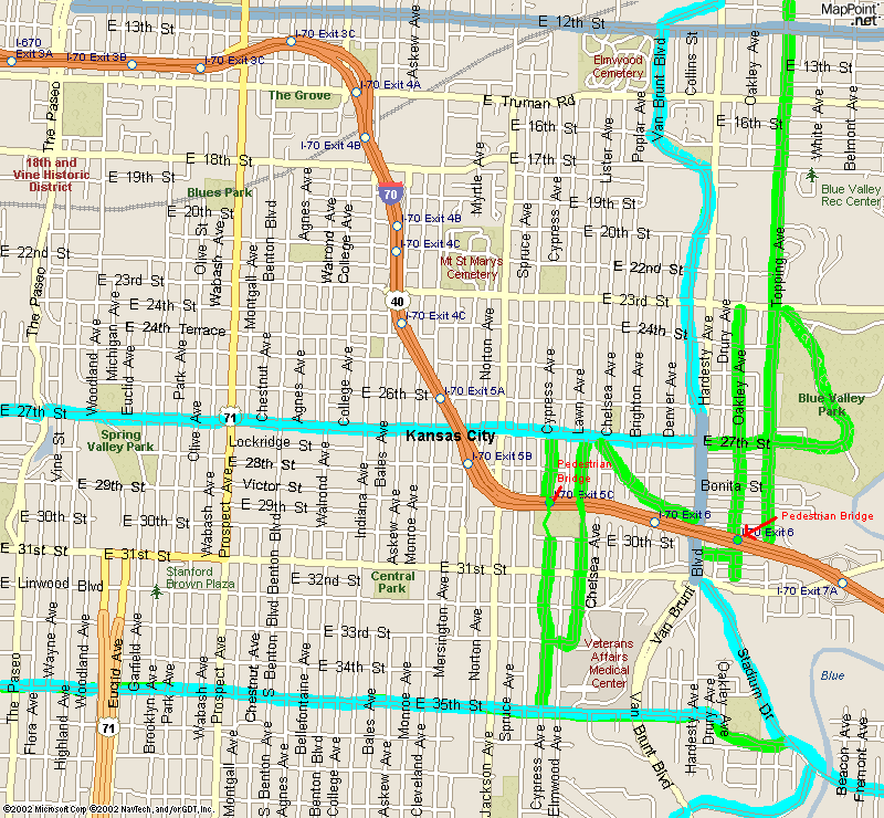 Bicycle map of area surrounding Raytown/Independence, Missouri