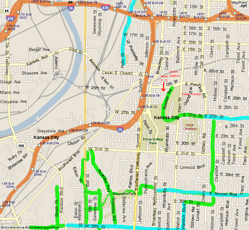 Bicycle map of Jackson County, Missouri