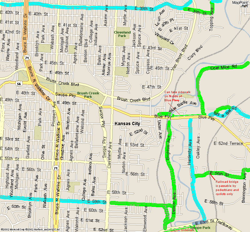 Bicycle map of Jackson County, Missouri