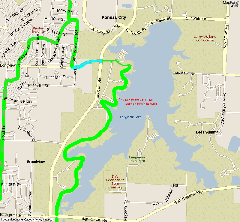 Bicycle map of area surrounding Raytown/Independence, Missouri