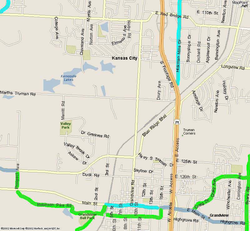 Bicycle map of area surrounding Raytown/Independence, Missouri