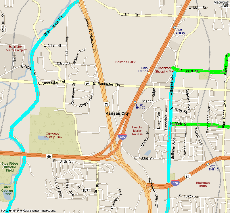 Bicycle map of area surrounding Raytown/Independence, Missouri