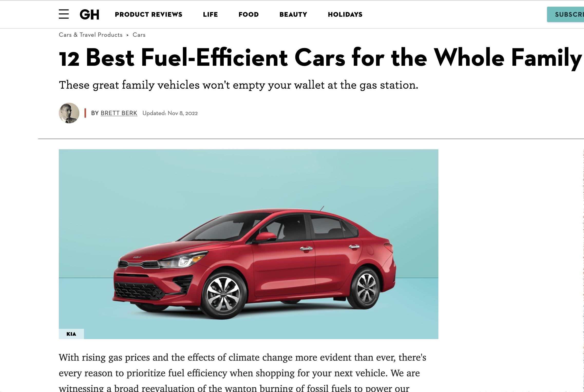 12 Best Fuel Efficient Family Cars Brett Berk