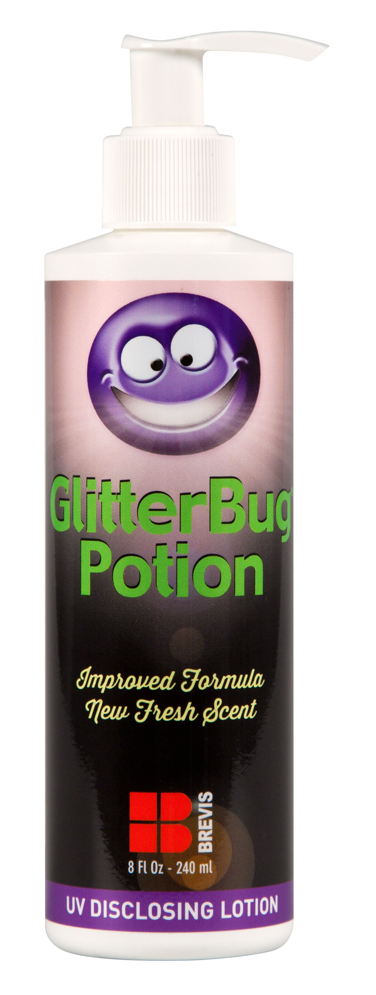 GlitterBug® Potion Disclosing Lotion, 8ounce pumpbottle Brevis