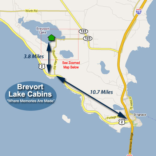 Directions Brevort Lake Cabins