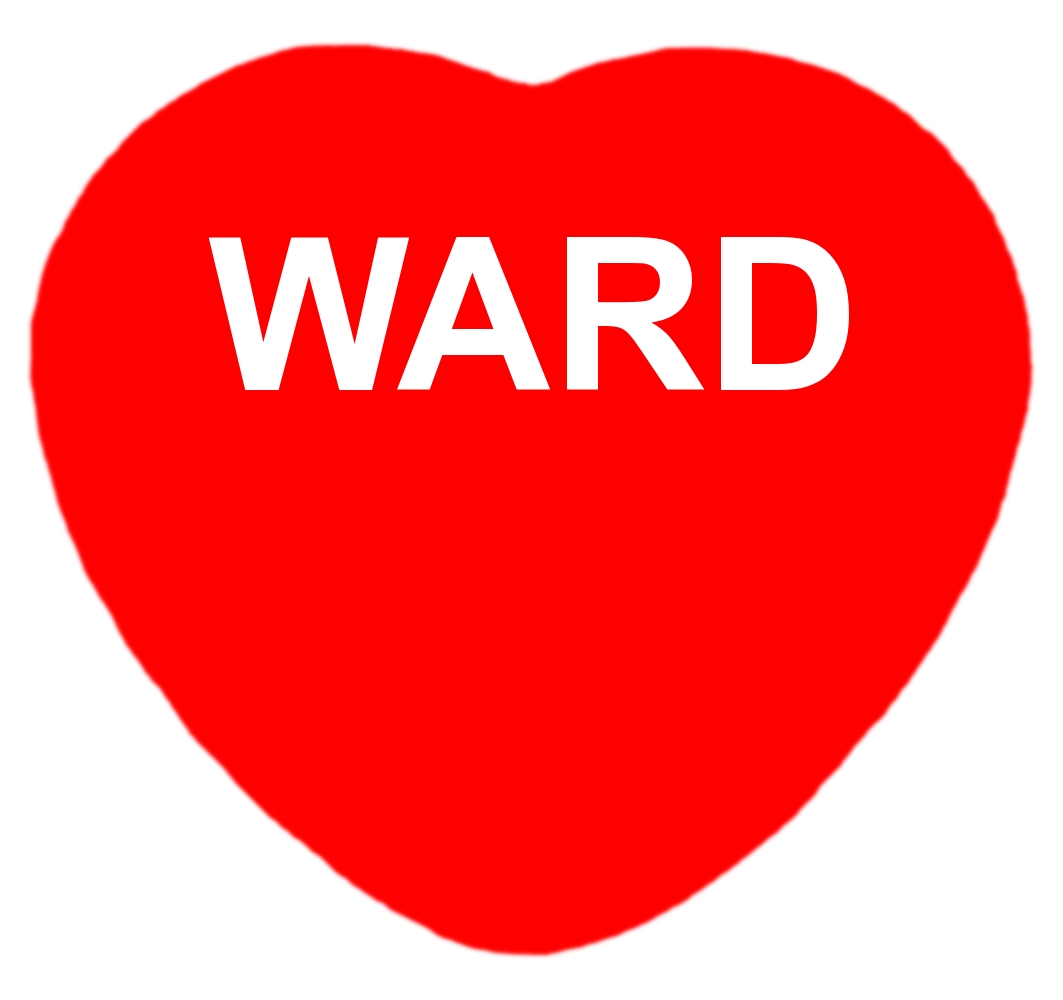 I Love Ward Button. Fun Heart Shaped Button for Ward Family Members